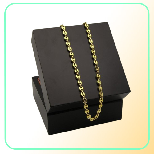 8mm Puffed Mariner Link Chain Armband Set Gold Silver Plated Hip Hop Punk Jewelry French Coffee Bean Jewelry4037073