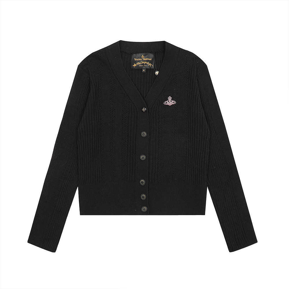 Women`s Sweaters  Empress Dowager Vivienne Saturn Embroidered Flocking Wool Knitted Cardigan