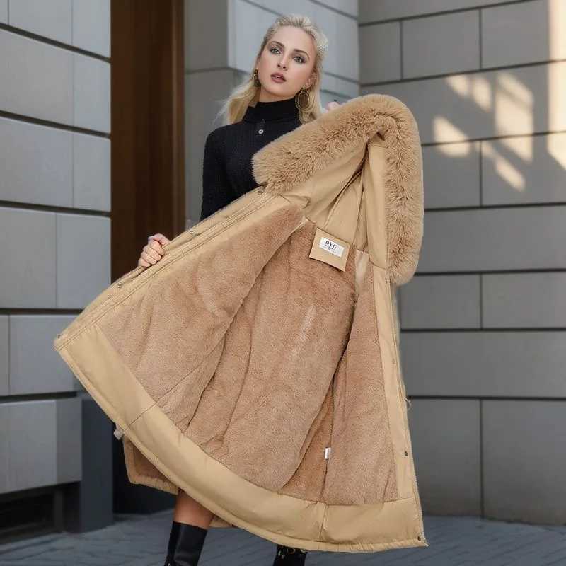 Parkas en duvet pour femmes hiver épaissir vers le bas coton veste chaude manteau femmes Parkas décontractés automne vêtements doublure de fourrure en vrac mode vêtements à capuche L231215