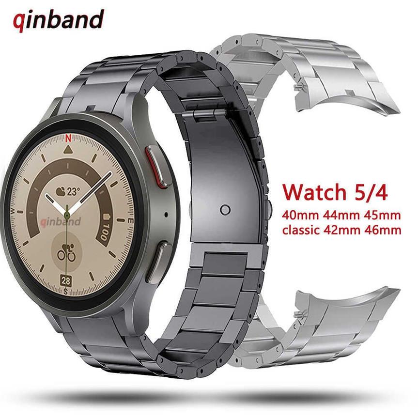 Titta på band Inga Gaps Titanium Metal Strap för Samsung Galaxy Watch 5 Pro 45mm 40mm 44mm Belt Watch Band för Samsung Watch4 Classic 262i