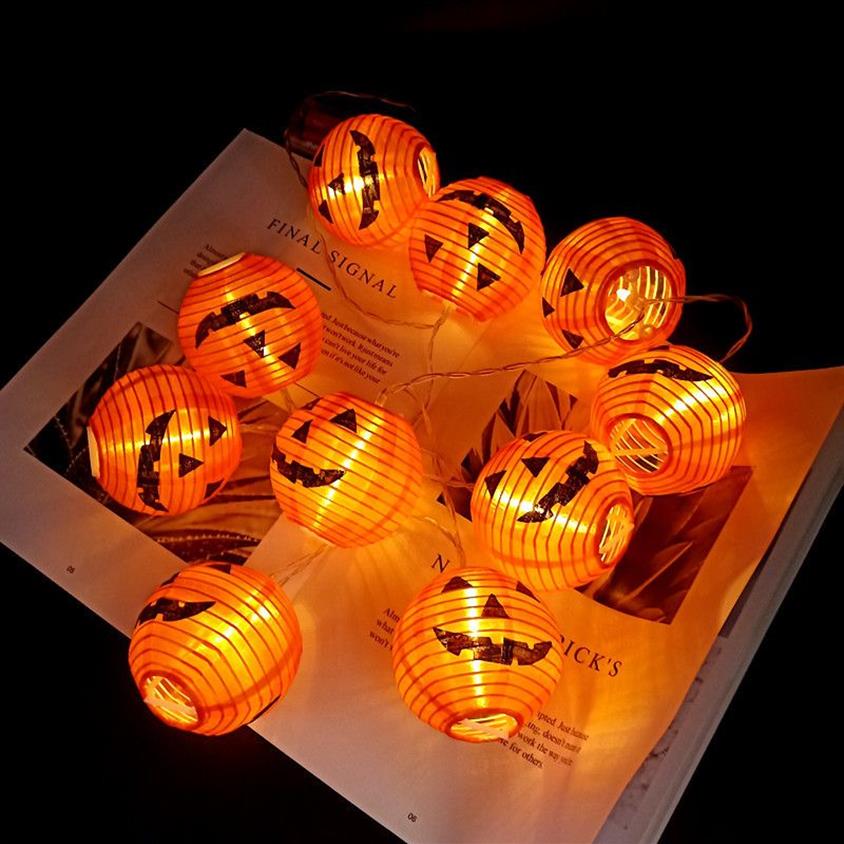 Abóbora 10 luzes led string luzes de decoração de halloween 1 5m corda luz de fadas lâmpada lanterna helloween decoração jardim natal 208l