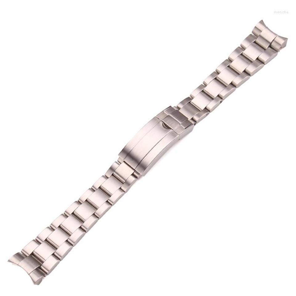 Uhrenarmbänder 20 mm 316L Edelstahl-Uhrenarmbänder Armband Silber gebürstetes Metall gebogenes Ende Ersatzglied Faltschließe Strap311G