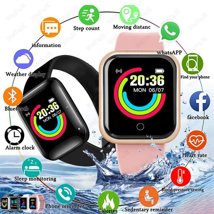 Montres-bracelets 2021 Montres intelligentes Y68 Hommes Femmes Smartwatch Cardio Pression artérielle Surveillance de la fréquence cardiaque Étanche D20 Bracelet Relog221D