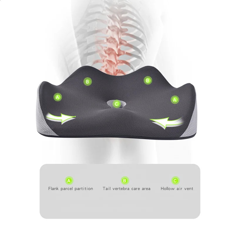 Kuddecorativ kudde deodar minne skum sittande benlättnadssät kudde ergonomisk korrigering sittande för rumpa tuberositet minska trötthet för stol 231214