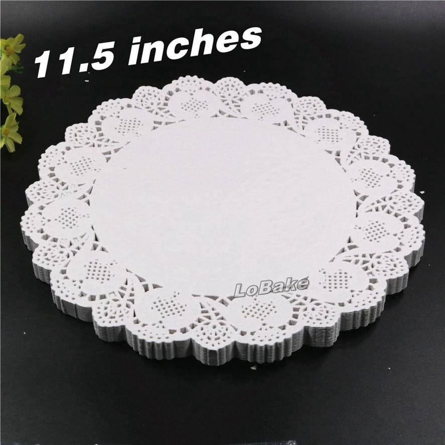 Intero- confezione Nuovo 11 5 pollici rotondi a forma di fiori bianca design vuoto in pizzo Doliesmat cucina set de tab247s