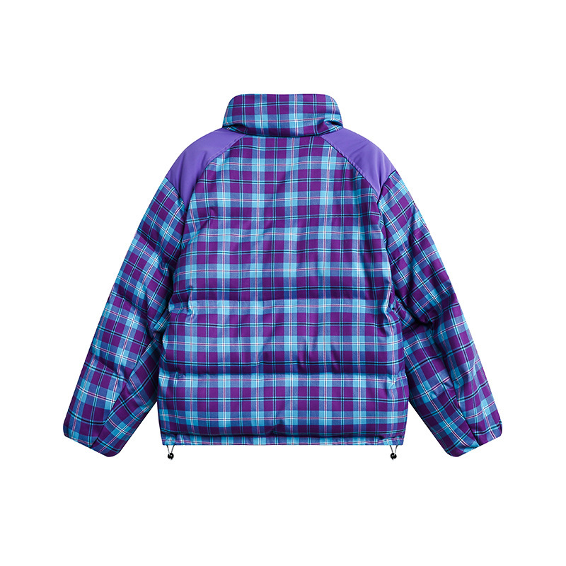 冬の新しいカラーパッチワーク格子縞のスタンディングカラーコットンパッドジャケットファッションヴィンテージメンズルースウォームコットンパッドジャケット