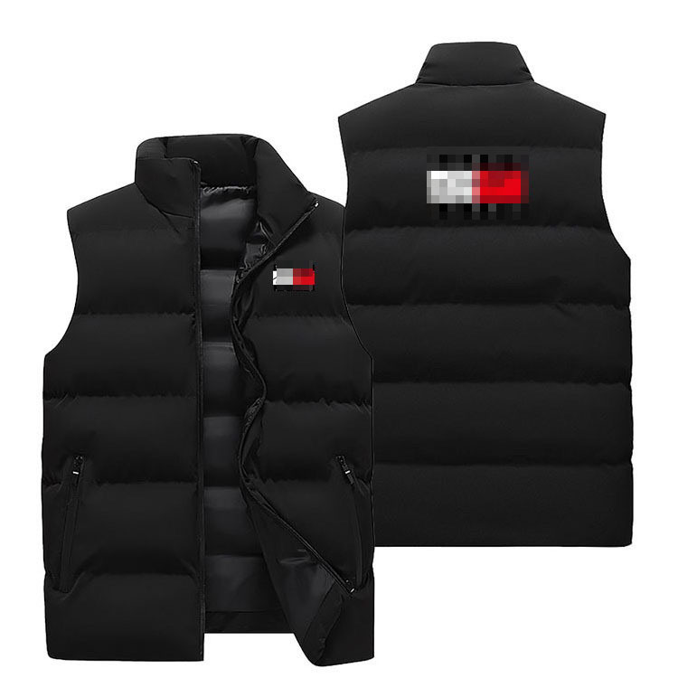 Gilet plus polaire épaissi chaud coupe-vent gilet décontracté col montant veste en coton veste extérieure style de rue gilet