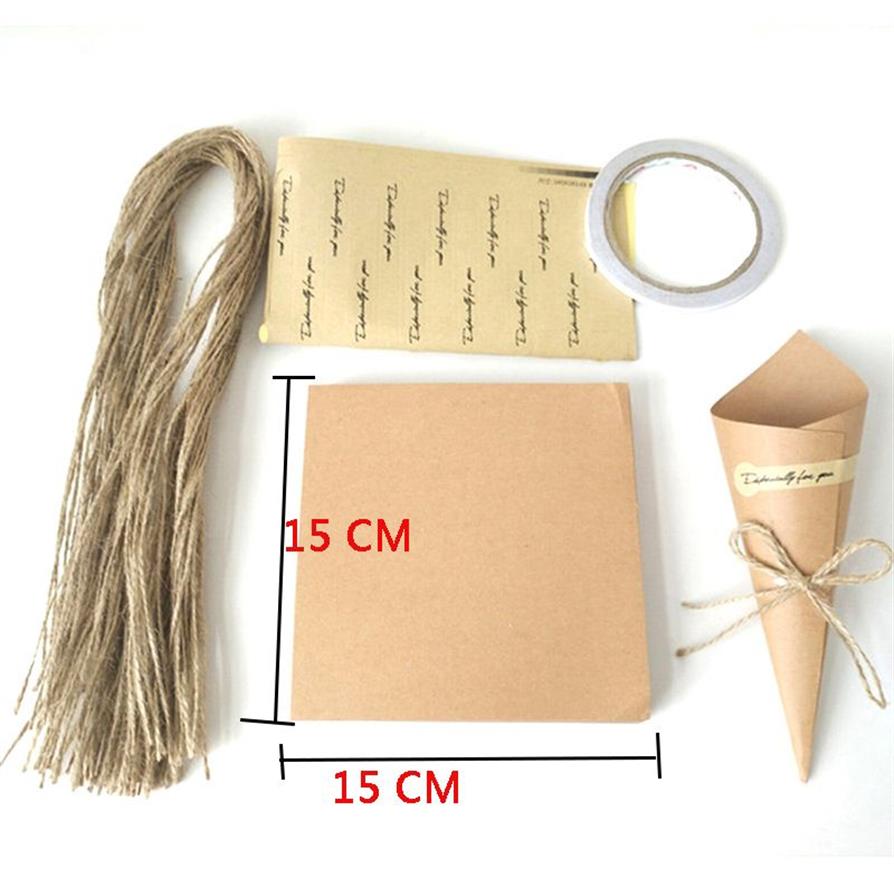 50st Packing Bag Cone Kraft Paper PAGS Flower Gift Bag Chocolate Sweet Popcorn Wrapping Birthday Wedding Creative Folding 2104022999