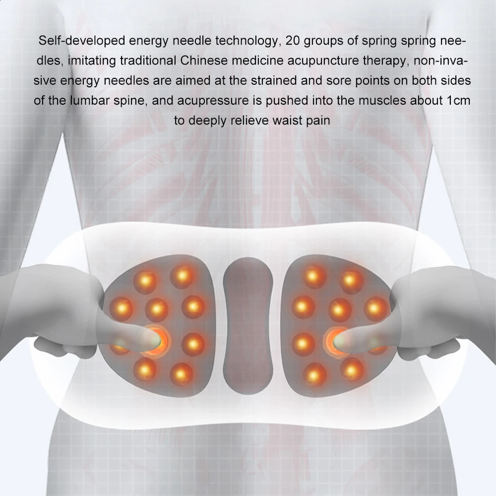 Rückenmassagegerät, elektrisches Taillenmassagegerät, EMS-Puls-Lendenwirbel-Traktionsheizung, Therapiegerät, Heizung, Lendenwirbelsäulenkissen, Stützpolster, Rückendehner, 231214
