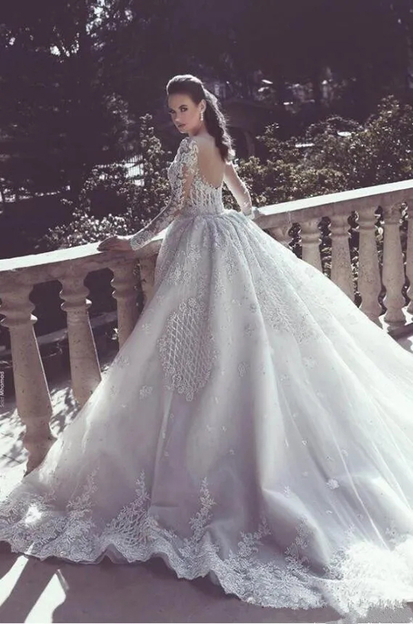 2023 Dubai Abiti da sposa a sirena Pizzo Perle Collo trasparente Maniche lunghe Abiti da sposa Bohemien Treno staccabile senza schienale Abito da sposa Boho