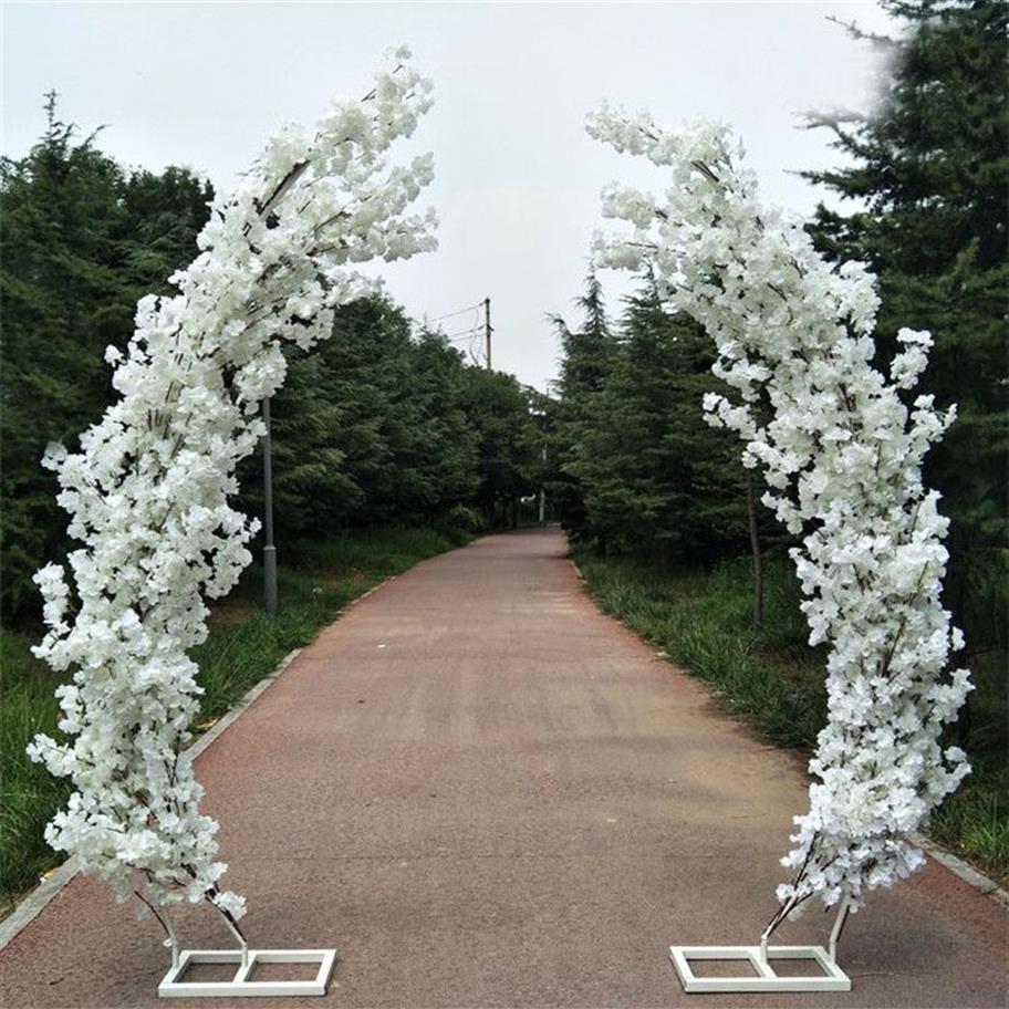 2 5m Artificial Cherry Blossom Arch Door Road Lead Moon Arch Flower Cherry Arches Shelf Square Decor for Party Wedding Backdrop293f