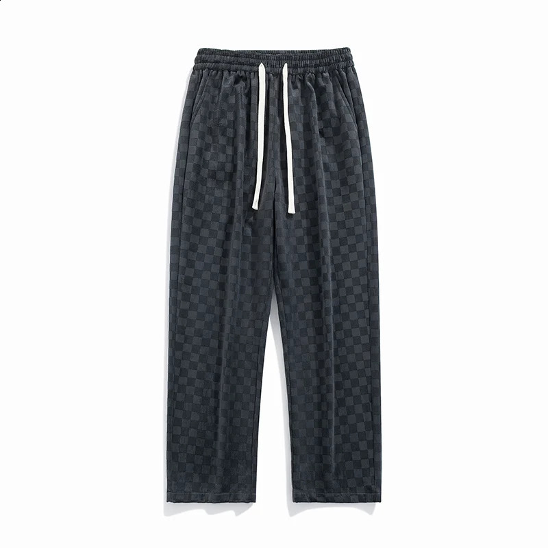 Pantaloni da uomo Pantaloni da corsa larghi firmati da uomo Pantaloni da jogging casual in velluto a coste scozzese gamba dritta gamba larga 231214