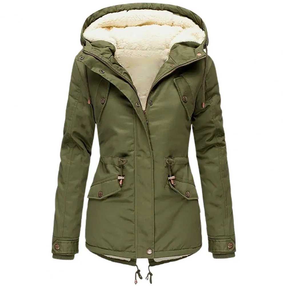 Kadınlar Down Parkas Kış Kapiteli Katlar Kadınlar Parkas Tek Kelin Hooded Ceket Kadınlar Kalın Peluş Astar Palto Doudoune Femme L231215