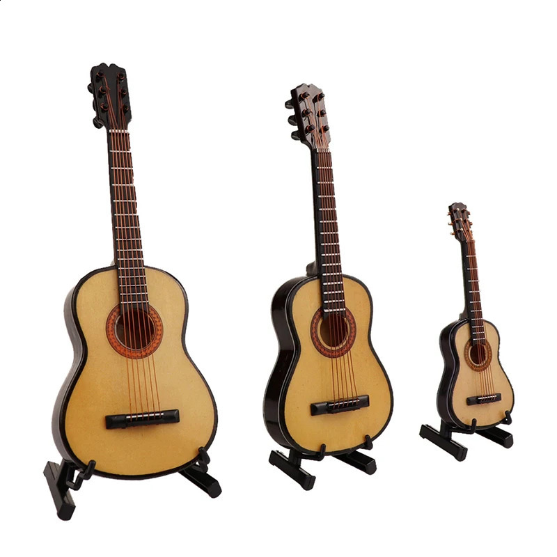 Claviers Piano Mini guitare classique en bois Miniature guitare modèle Instrument de musique guitare jouets pour enfants 231214