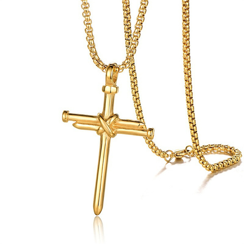 Mens Nail Cross Hanger Kettingen Mode Rvs Ketting Zwart Rose Goud Zilver Punk Stijl Hip Hop Sieraden voor Vrouwen