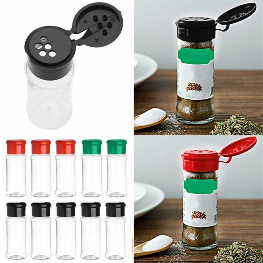 10 pçs frasco de especiarias de plástico sal pimenta shakers tempero jar churrasco condimento garrafas de vinagre recipientes de cozinha para spices1210y
