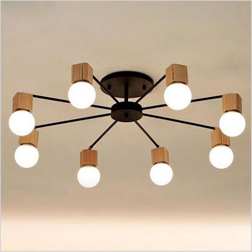 Plafonnier LED minimaliste moderne en bois et fer, éclairage d'intérieur, luminaire décoratif de plafond, idéal pour un salon, une chambre à coucher ou une chambre d'enfant, 335v