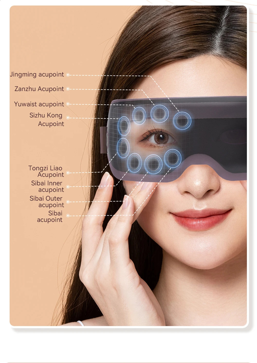 Massageador de olhos Terapia magnética Massageador de olhos Bluetooth Óculos de massagem ocular Relaxar Acupressão Alívio Fadiga Círculo Escuro Instrumento de cuidados com os olhos 231214