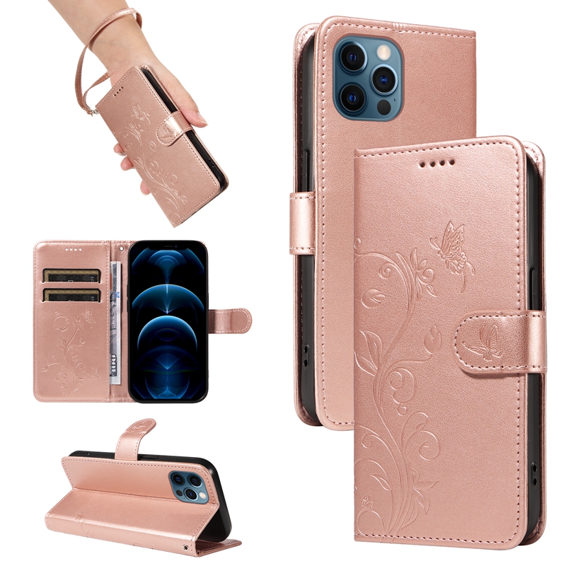 bloem vlinder lederen portemonnee hoesjes voor iphone 15 14 pro max 13 12 11 xr xs x 8 7 6 plus iphone15 id-kaartsleuven houder flip cover zakelijk meisjes magnetische boektas riem