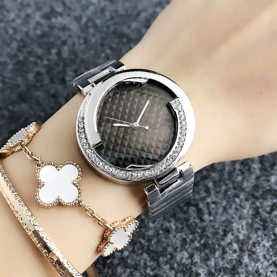 Бренд Quartz Watch for Women Girl Crystal Style Metal Steel Band Watches G31246M