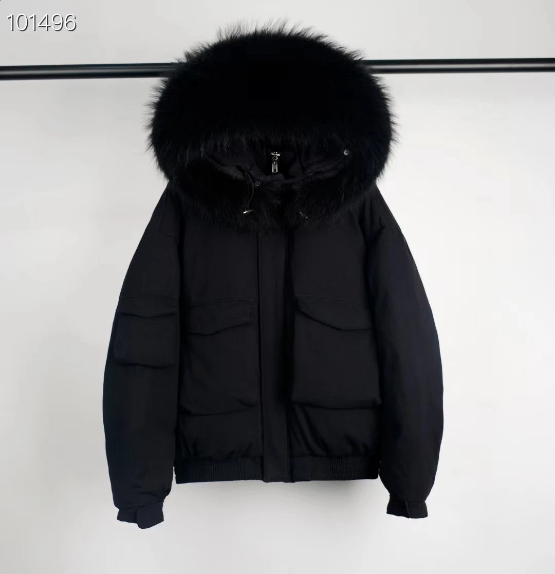 Mulheres Down Parkas Annsirgra Winter Bomber Jacket Mulheres Casaco Branco Duck Down Jacket Super Grande Real Raccoon Fur Collar Destacável Moda Quente 231214