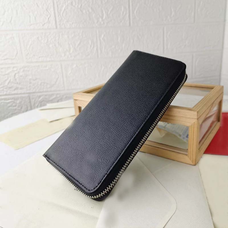 Lyxig svart dragkedja lång multifunktionell plånbok, elegant läder multi ficka plånbok med flera fack och fack för att tillgodose dagliga behov