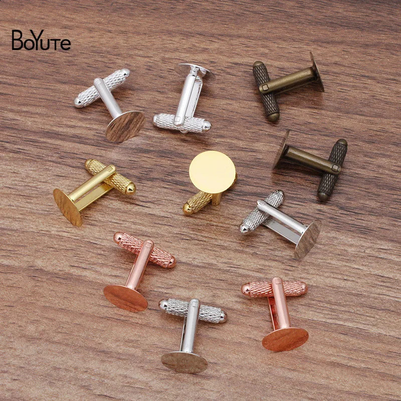 Brillenketten BoYuTe 20 StückLot Metall Messing Französische Manschettenknöpfe mit 681012MM flacher Basis DIY Manschettenknopfrohlinge handgefertigtes Schmuckzubehör 231214