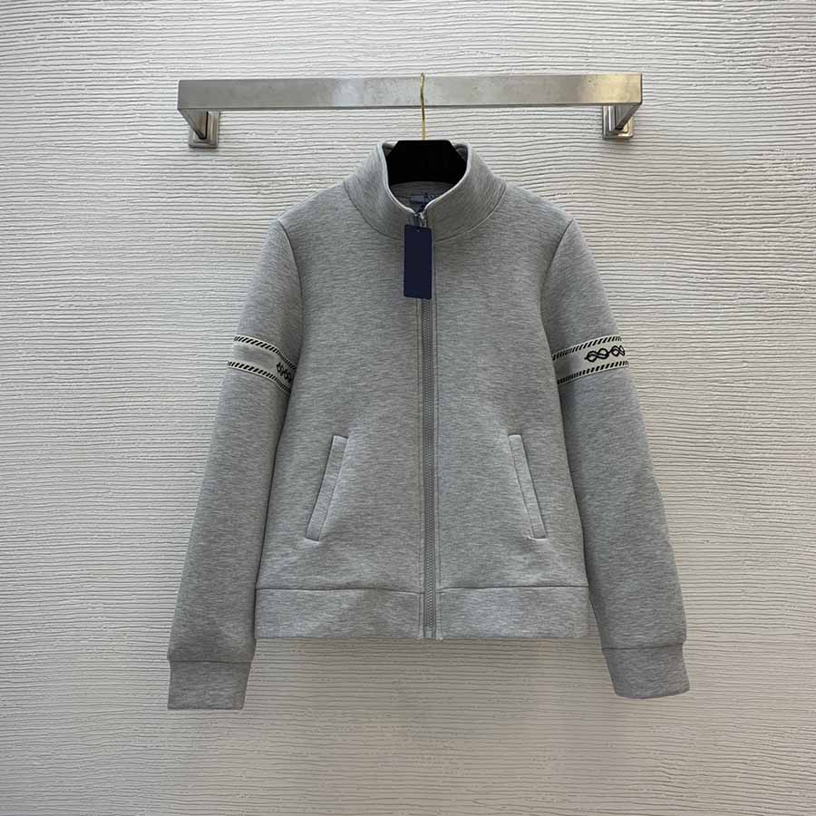 Tuta da donna Autunno/Inverno il nuovo cappotto con zip con monogramma e pantaloni a gamba dritta con fettuccia impreziosiscono un completo casual elegante dallo stile sportivo