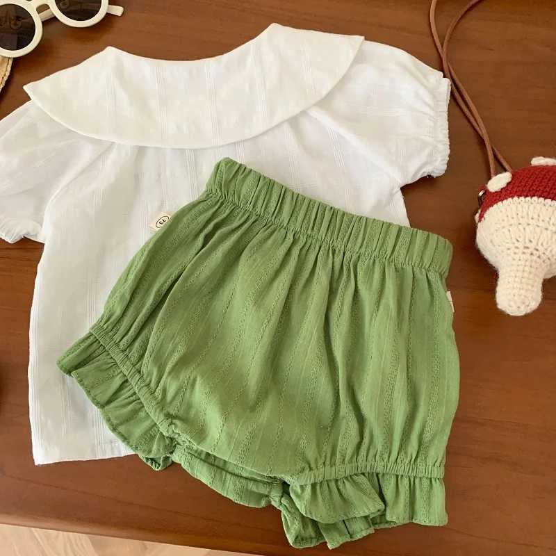 Ensembles de vêtements Ensemble de vêtements pour bébé fille 0-3 ans nouveau-né enfants à manches courtes col claudine chemise blanche hauts + Bloomers Shorts 2 pièces vêtements d'été R231215