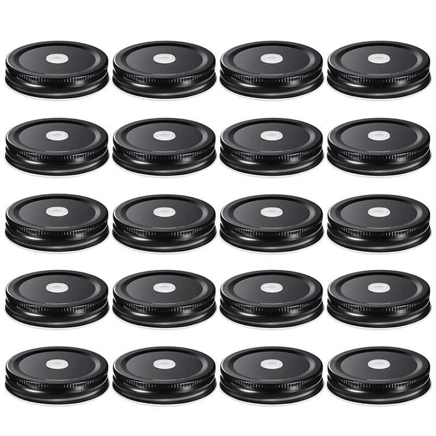 Kitchen Storage & Organization Metal Regular Mouth Mason Jar Lids With Straw Hole Compatible Black 2 8 Inch282S