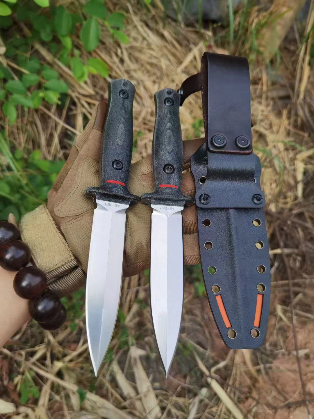 Offerta speciale Coltello a lama fissa resistente di fascia alta Lama A8 satinata a doppio bordo con manico Full Tang G10 Coltelli dritti tattici fatti a mano con Kydex