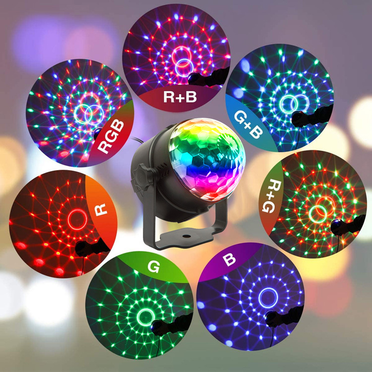 Lumières de fête activées par le son avec éclairage Dj télécommandé, boule disco, lumière stroboscopique, lampe de scène pour la maison, la salle de danse, fournitures de fêtes, décorations de Noël