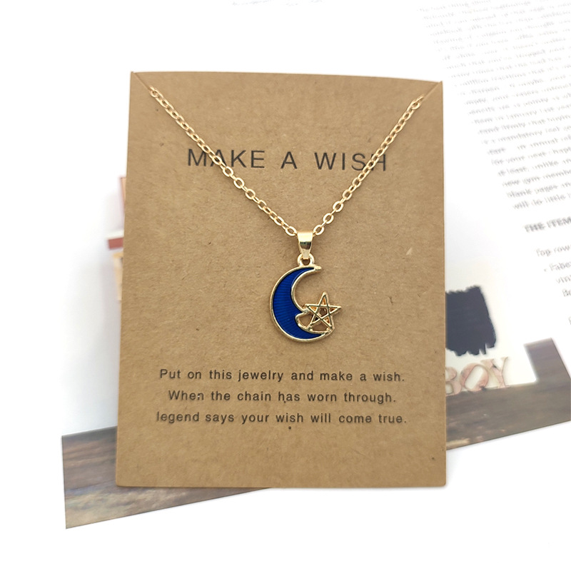 أزياء قلادة سلسلة أزياء Sky Sky Clavicle Clavicle Makes A Wish Hight Card Dream Planet Netlace Necklace Netclace مجوهرات بكميات كبيرة