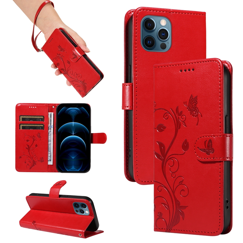 Étuis portefeuille en cuir de papillon de fleur pour iPhone 15 14 Pro Max 13 12 11 XR XS X 8 7 6 Plus Iphone15 Fentes pour cartes d'identité Porte-cartes Flip Cover Business Girls Sangle de pochette de livre magnétique