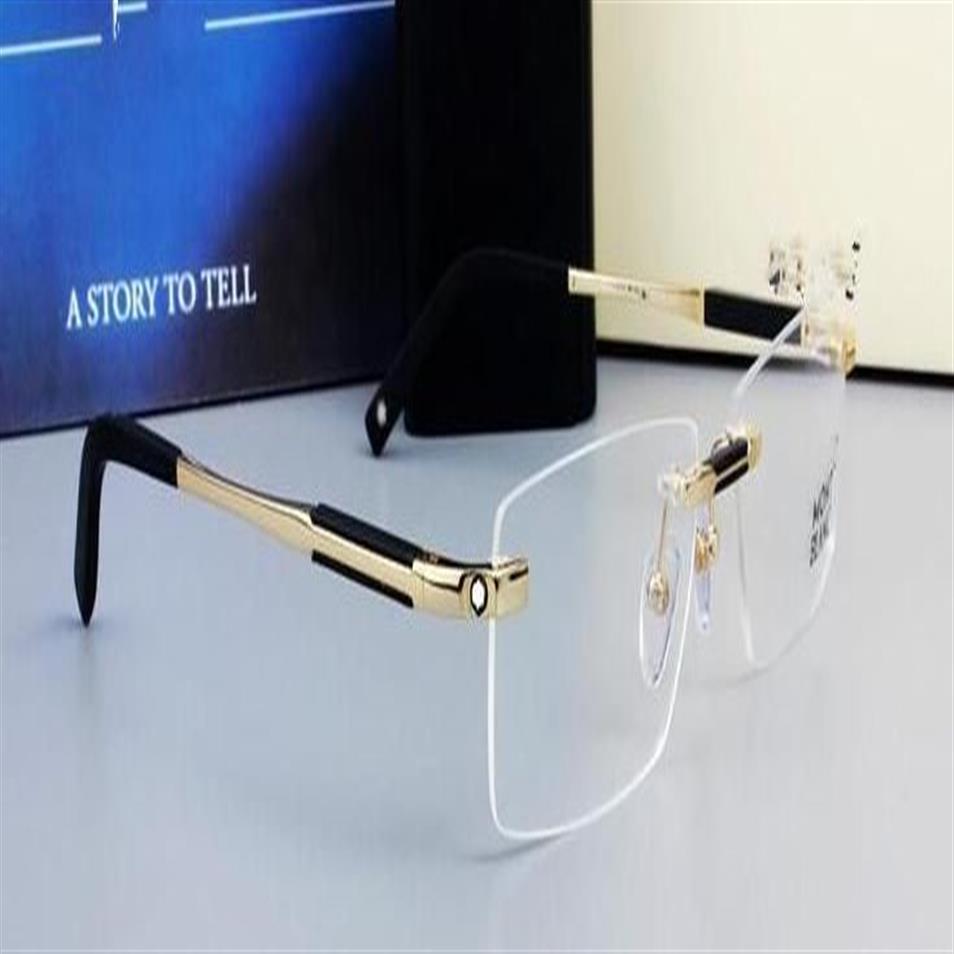 Nya design Rimless Glasses Wide Spectacle Men fyrkantiga glasögonramar 0349 Titanium Glasögon Receptbelaglig lins Optical Frame Eyewe238e