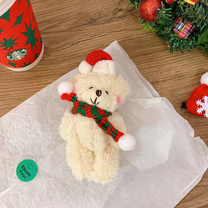 Christmas Cute Little Curly Fur Brrown Bear a Cioncant Men Women Beaorly Base Cleasure Floral White Christmas Tree Accessori ciondoli