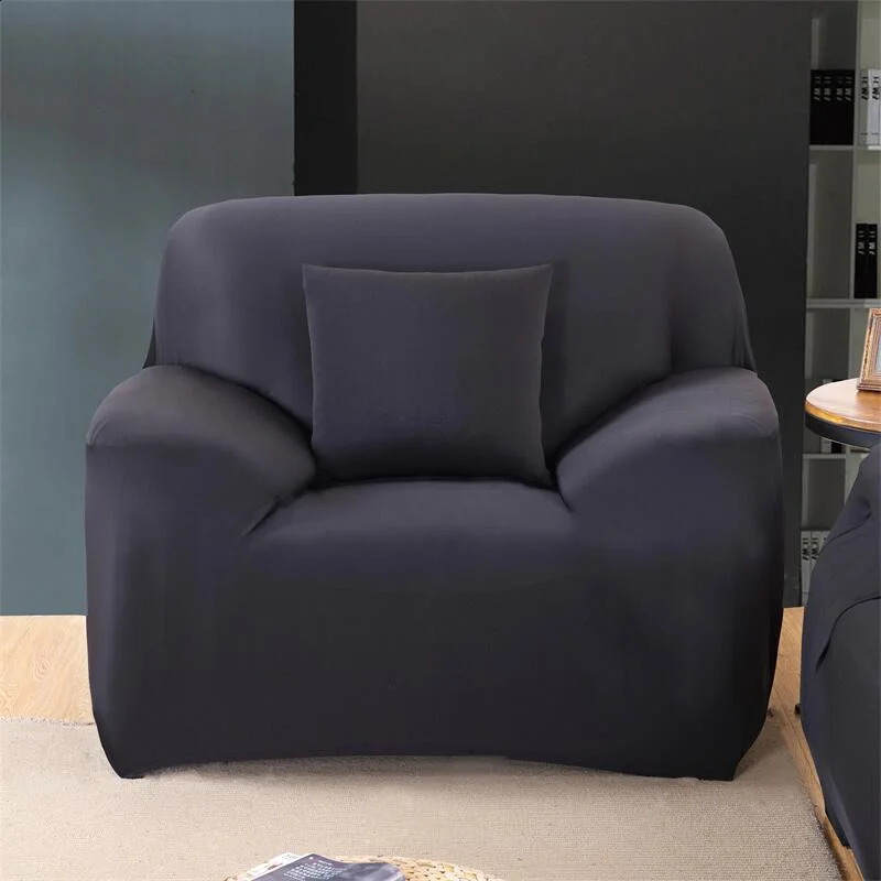 Housses de chaise housses de canapé unies pour salon Polyester élastique canapé d'angle housses de protection de chaise 1234 places 231214