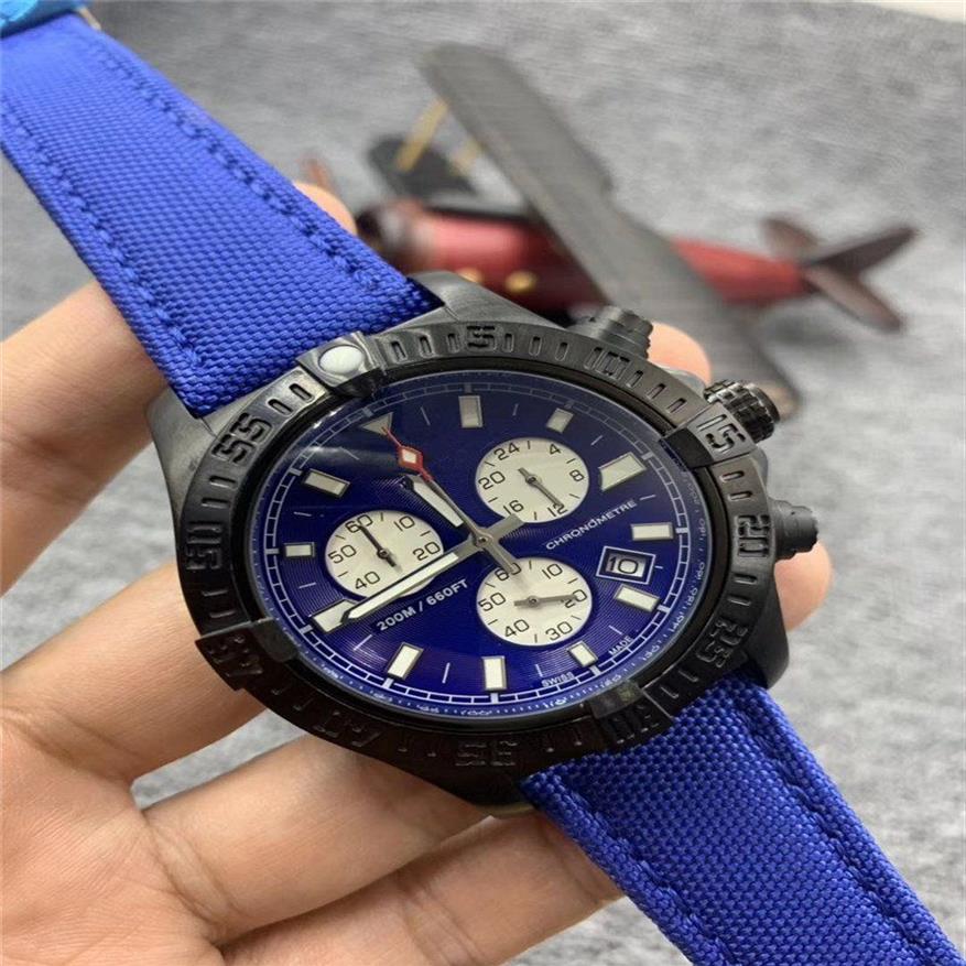 شاهد Man Quartz Forptwatch Male Chronograph Watch Blue Sport Rubber Band Wristwatch 538258T