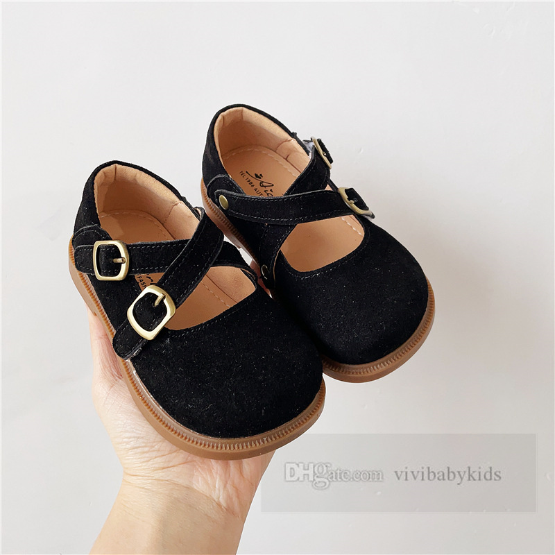 2024 Spring Little Girls Suede Shoed Shoes Toddler Kids Cross Bind Boxle Single Princess Shoes Kids Non Slip Soft Bottom Footwear Z6054