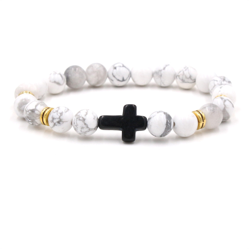 8 mm natürlicher Tigerauge-Rosenquarz, schwarzer Lavastein, Perlenarmband für Damen und Herren, Schmuck