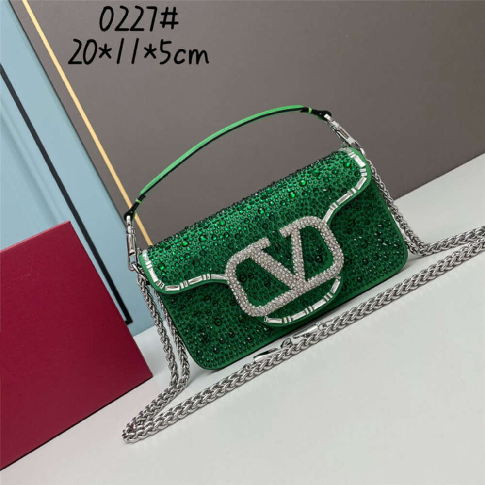 Crystal Buckle Vallentinoo Brass Mini Designer One Shiny Purse Evening Chain Handbag Bag Magnetic Bags Light Luxury Sliding Shoulder Crossbody Diamond OLPI