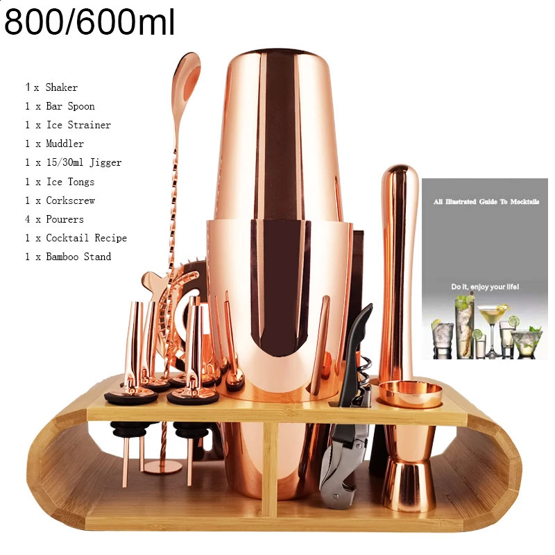 Narzędzia barowe Black Rose Gold Mixer Jigger Metal Barman Boston Boston Cocktail Shaker Mikser Drink narzędzia