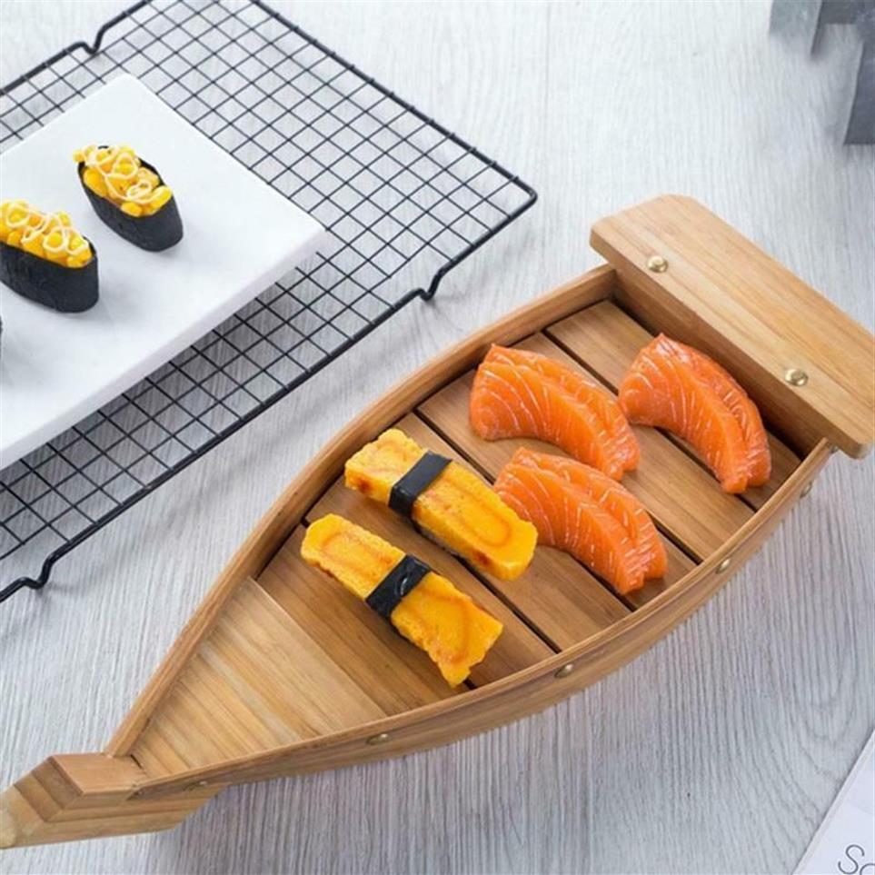 Flatware Sets 37x15 3x7cm Japanese Cuisine Sushi Boats Tools Wood Handmade Simple Ship Sashimi Assorted Cold Dishes Tableware Bar305H