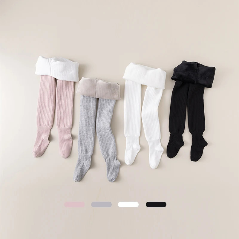 Kindersokken Winter dik meisje been baby effen kleur dikke gestreepte panty kinderwollen panty 231214