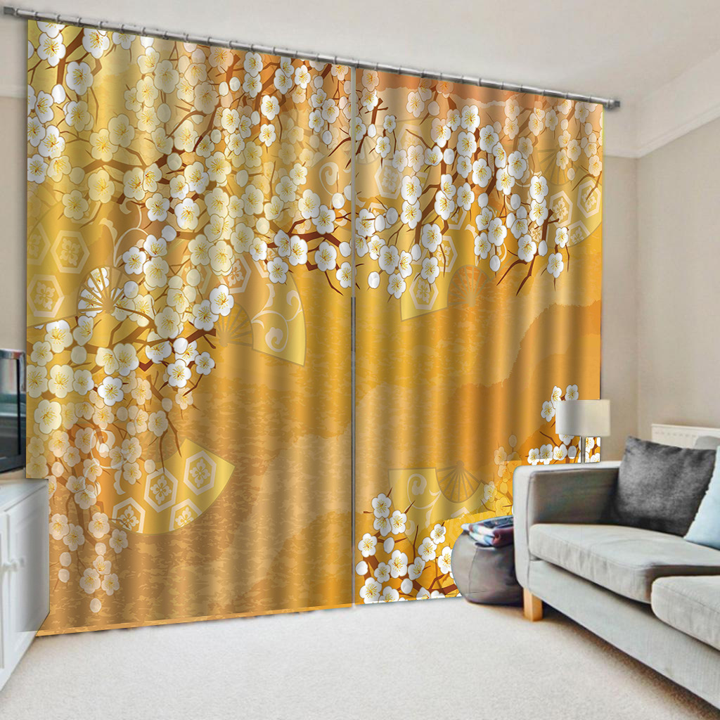 Rideau de douche imprimé en 3D, imperméable, motif de fleurs de mangnolia dorées, impression 3D, décoration de maison moderne à la mode