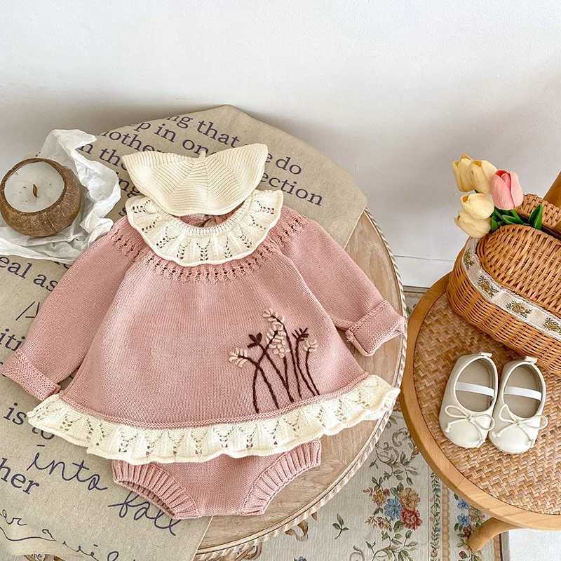 Zestawy odzieży Milancel Baby Sweters Toddler Girls Pullover and Flower Shorts Girls Suit R231215