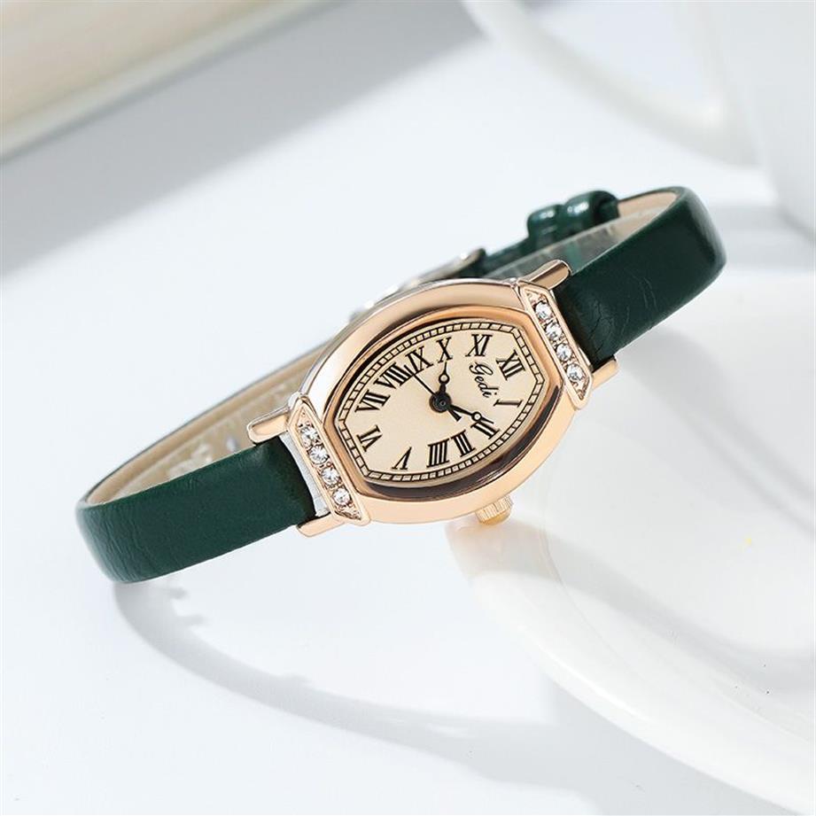 caijiamin-diamant nouvelles dames montre 20mm rétro baril coquille montres à quartz étudiant niche tempérament littéraire romain vieille montre-bracelet 3148