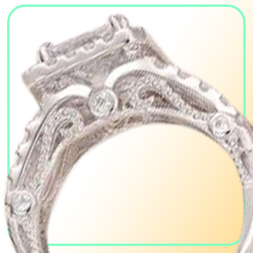 She Zestaw obrączki Classic Jewelry 28 CT Princess Cut Aaaaa CZ 925 Srebrne pierścionki zaręczynowe dla kobiet JR4887 21104618757