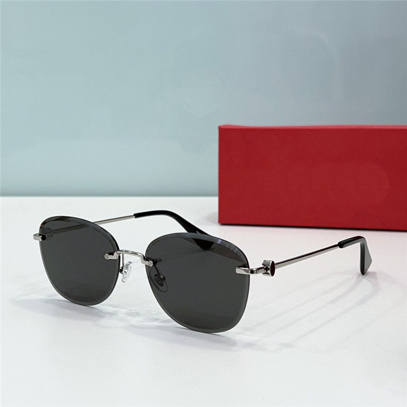 Ny modedesignpilot solglasögon 0417o metallram Rimlös snittslins Enkel och populär stil lättvikt och lätt att bära utomhus UV400 -skyddsglasögon