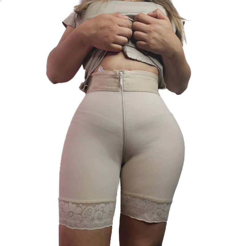 Taille Bauch Shaper Spitze Reißverschluss Vorne Frauen Kolben-heber Gleitet Kontrolle Postpartale BBL Shapewear Faja Colombiana Mujer 231214